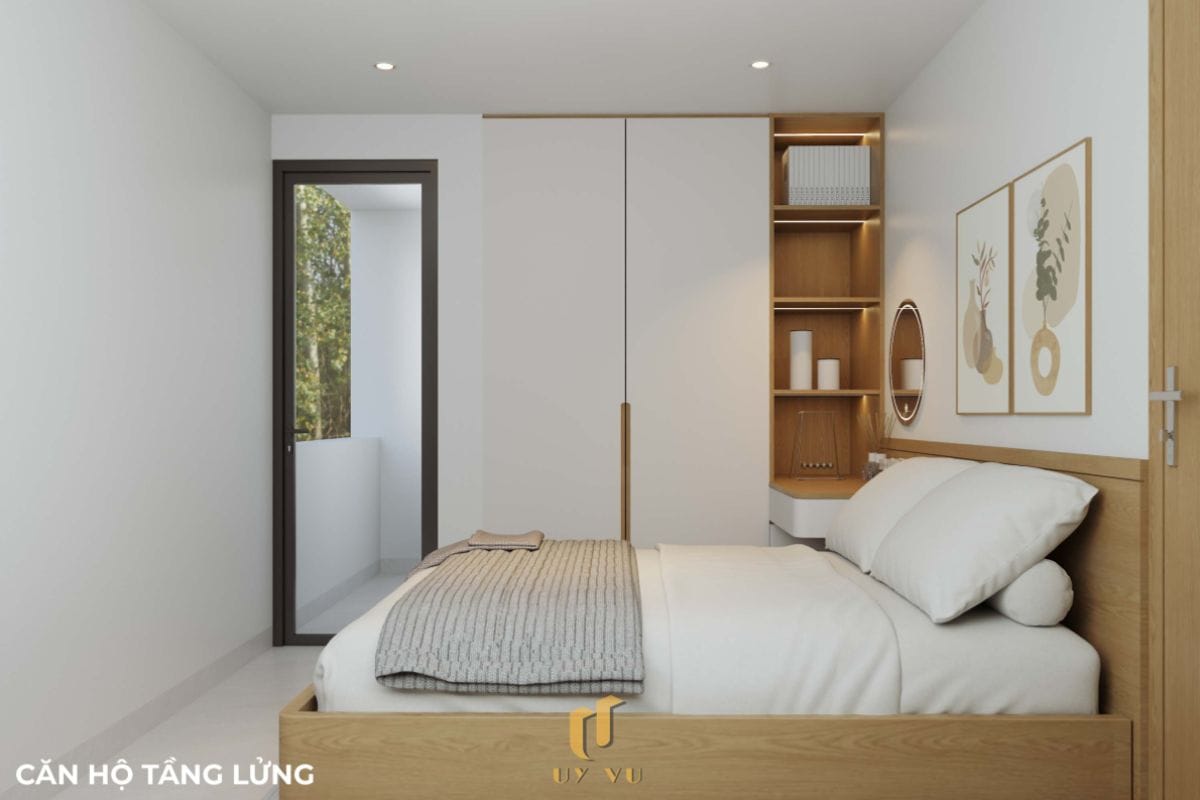Căn hộ S's House mặt tiền 2 góc đẳng cấp giữa lòng Đà Nẵng Phòng ngủ tinh tế căn hộ tầng lửng nhà anh Sự