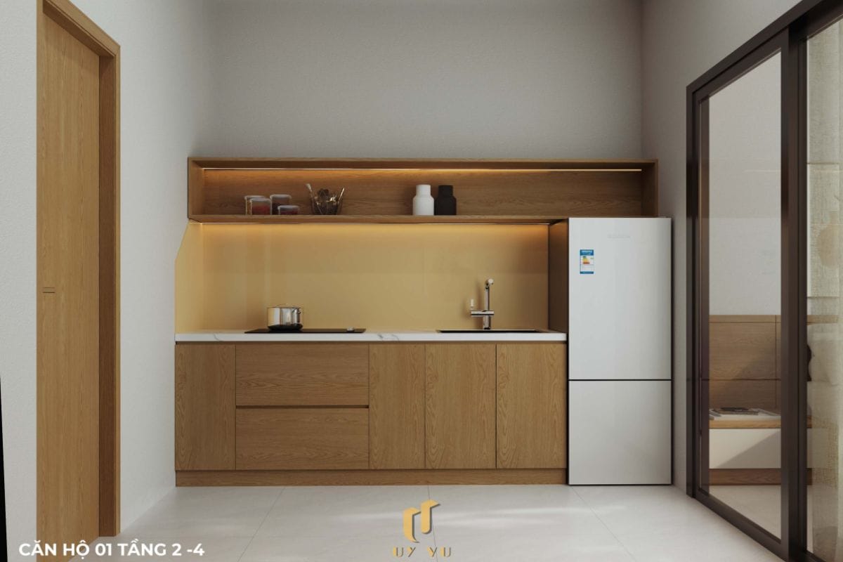 Căn hộ S's House mặt tiền 2 góc đẳng cấp giữa lòng Đà Nẵng Khu bếp tiện nghi căn hộ 01 tầng 2-4 nhà anh Sự