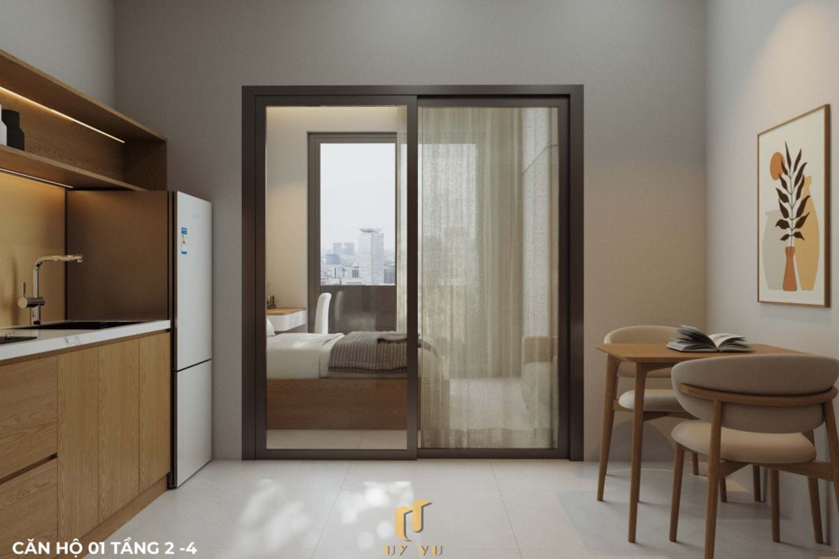 Căn hộ S's House mặt tiền 2 góc đẳng cấp giữa lòng Đà Nẵng Khu bếp căn hộ 01 tầng 2-4 nhà anh Sự