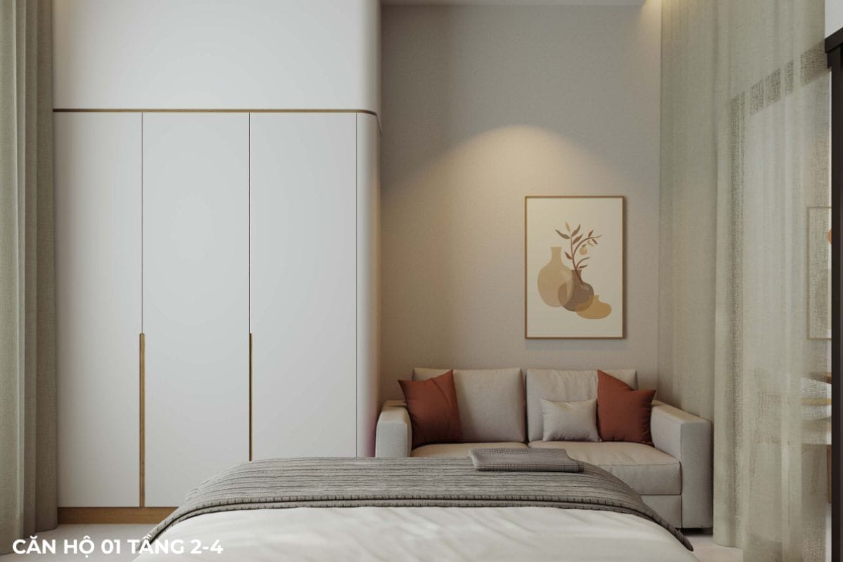 Căn hộ S's House mặt tiền 2 góc đẳng cấp giữa lòng Đà Nẵng Phòng ngủ rộng rãi căn hộ 01 tầng 2-4 nhà anh Sự