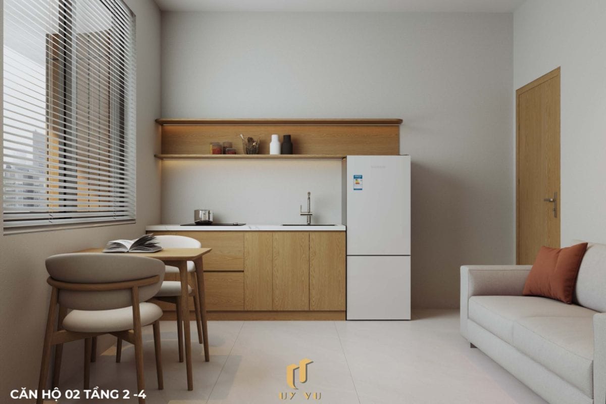 Căn hộ S's House mặt tiền 2 góc đẳng cấp giữa lòng Đà Nẵng Khu bếp căn hộ 02 tầng 2-4 nhà anh Sự