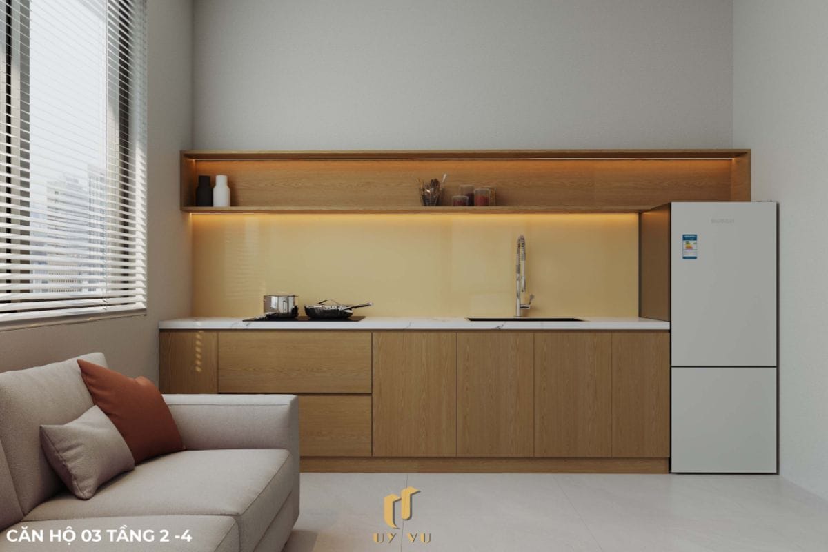 Căn hộ S's House mặt tiền 2 góc đẳng cấp giữa lòng Đà Nẵng Phòng bếp căn hộ 03 tầng 2-4 nhà anh Sự