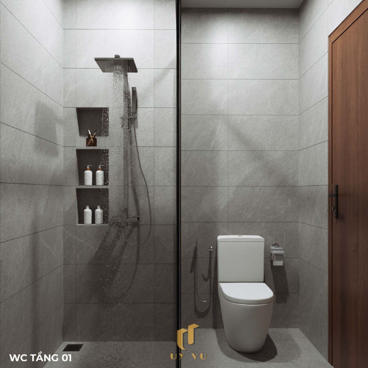 Vẻ Đẹp Nguy Nga Của Biệt Thự Ông Hoàng Đà Nẵng WC tầng 1 tối giản biệt thự ông Hoàng