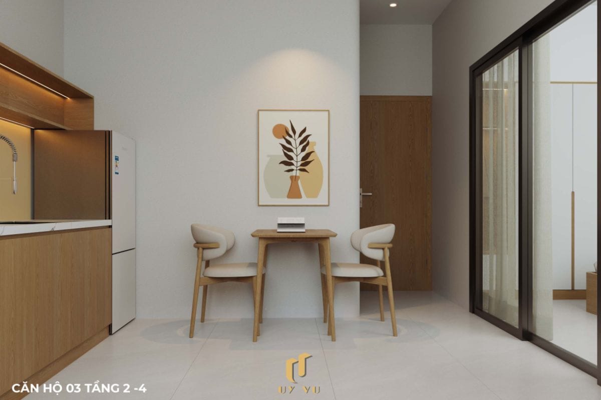 Căn hộ S's House mặt tiền 2 góc đẳng cấp giữa lòng Đà Nẵng Phòng bếp hiện đại căn hộ 03 tầng 2-4 nhà anh Sự