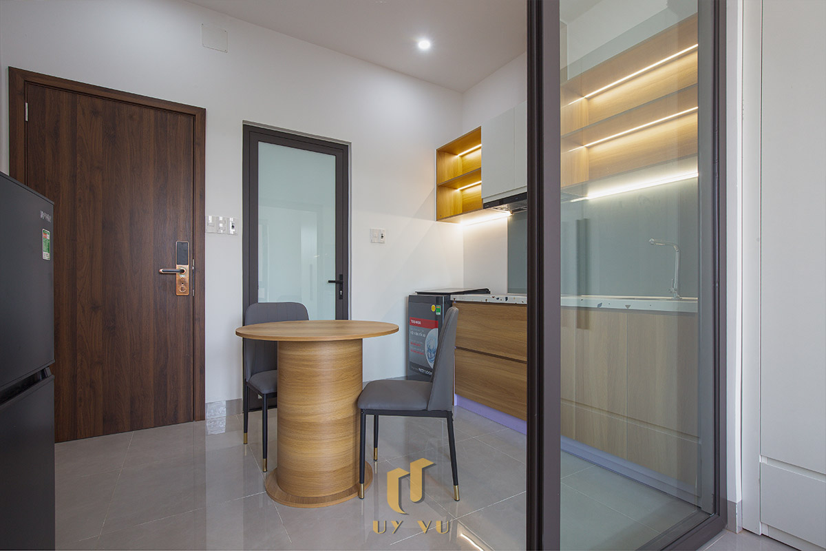 Mỡ Apartment – Căn Hộ Cho Thuê Đà Nẵng Hiện Đại, Tối Ưu 4-Khu vực bếp căn hộ Mỡ Apartment thiết kế hiện đại, tiện nghi