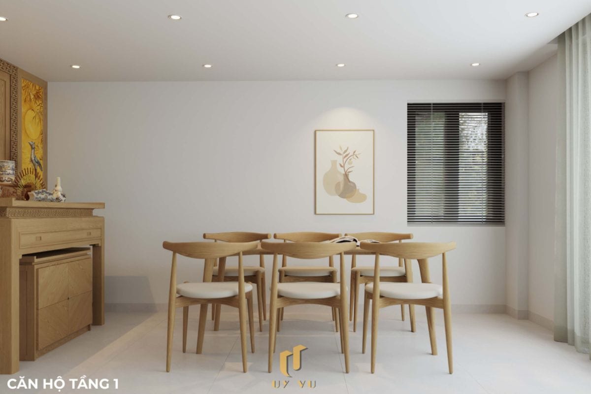 Căn hộ S's House mặt tiền 2 góc đẳng cấp giữa lòng Đà Nẵng Phòng thờ nghiêm trang căn hộ tầng 1 nhà anh Sự