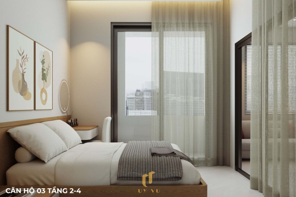Căn hộ S's House mặt tiền 2 góc đẳng cấp giữa lòng Đà Nẵng Phòng ngủ ấm cúng căn hộ 03 tầng 2 nhà anh Sự