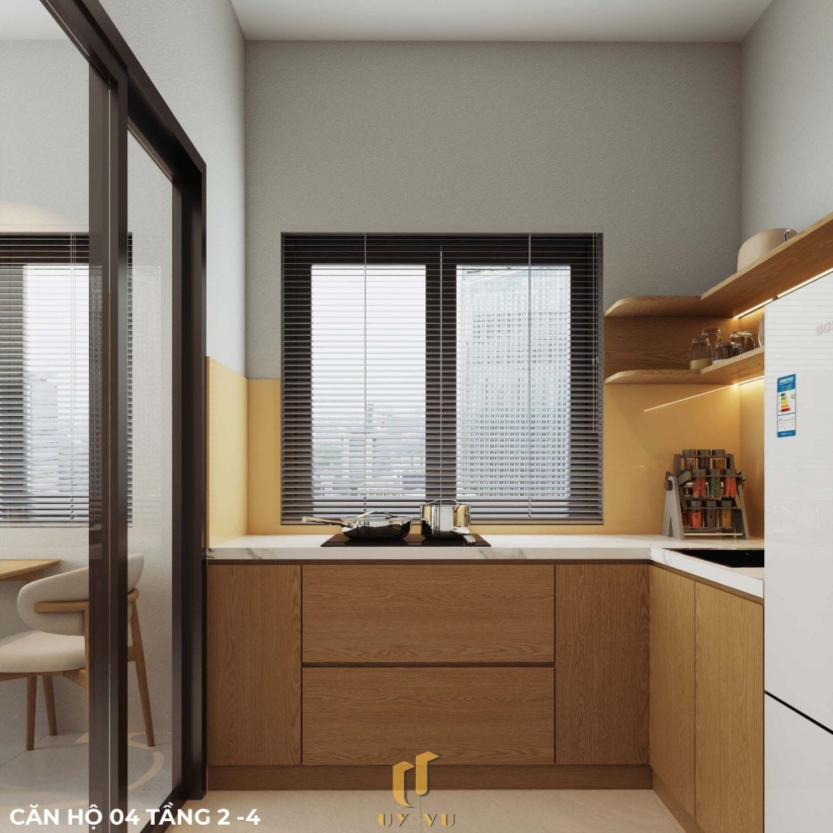 Căn hộ S's House mặt tiền 2 góc đẳng cấp giữa lòng Đà Nẵng Phòng bếp căn hộ 04 tầng 2-4 nhà anh Sự