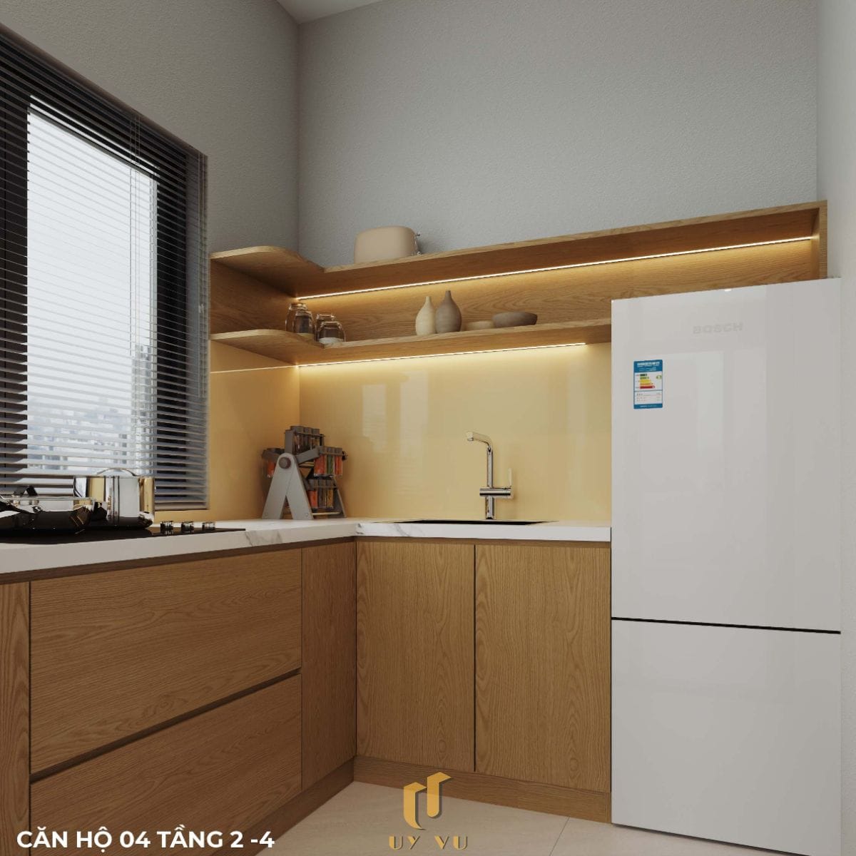 Căn hộ S's House mặt tiền 2 góc đẳng cấp giữa lòng Đà Nẵng Phòng bếp hiện đại căn hộ 04 tầng 2-4 nhà anh Sự