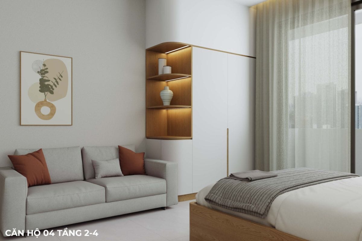 Căn hộ S's House mặt tiền 2 góc đẳng cấp giữa lòng Đà Nẵng Phòng ngủ trang nhã căn hộ 04 tầng 2-4 nhà anh Sự