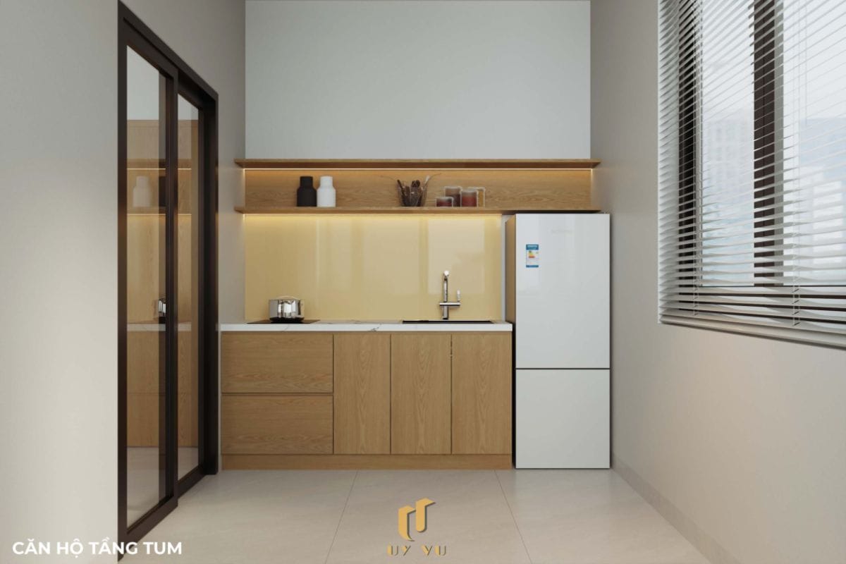 Căn hộ S's House mặt tiền 2 góc đẳng cấp giữa lòng Đà Nẵng Phòng bếp căn hộ tầng tum nhà anh Sự