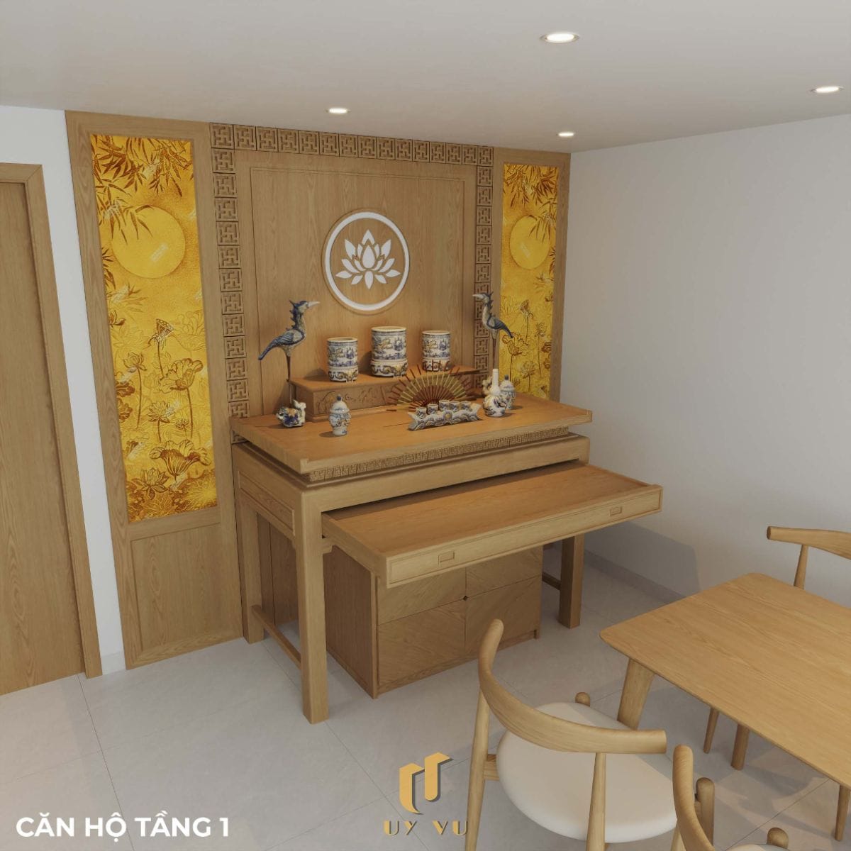 Căn hộ S's House mặt tiền 2 góc đẳng cấp giữa lòng Đà Nẵng Phòng thờ trang nhã căn hộ tầng 1 nhà anh Sự