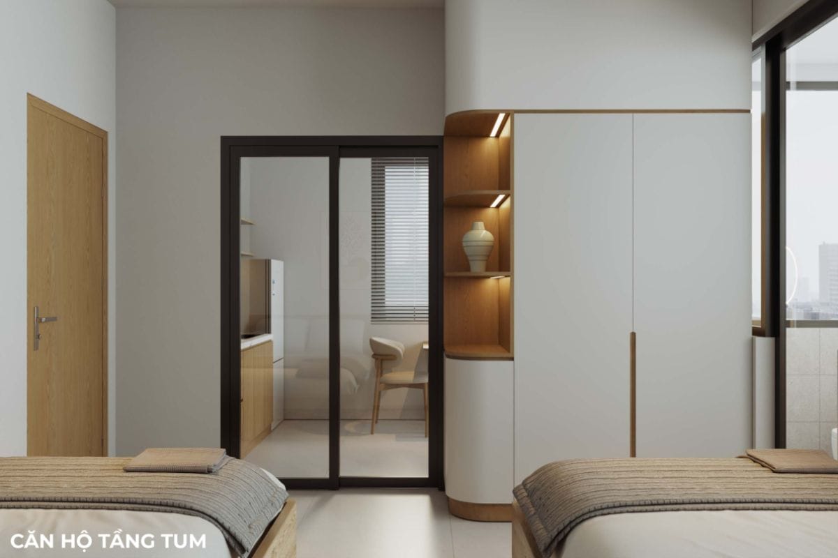 Căn hộ S's House mặt tiền 2 góc đẳng cấp giữa lòng Đà Nẵng Phòng ngủ căn hộ tầng tum hiện đại nhà anh Sự