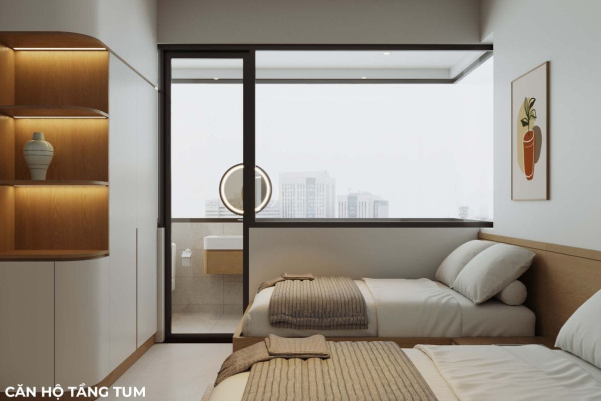Căn hộ S's House mặt tiền 2 góc đẳng cấp giữa lòng Đà Nẵng Phòng ngủ trang nhã căn hộ tầng tum hiện đại nhà anh Sự