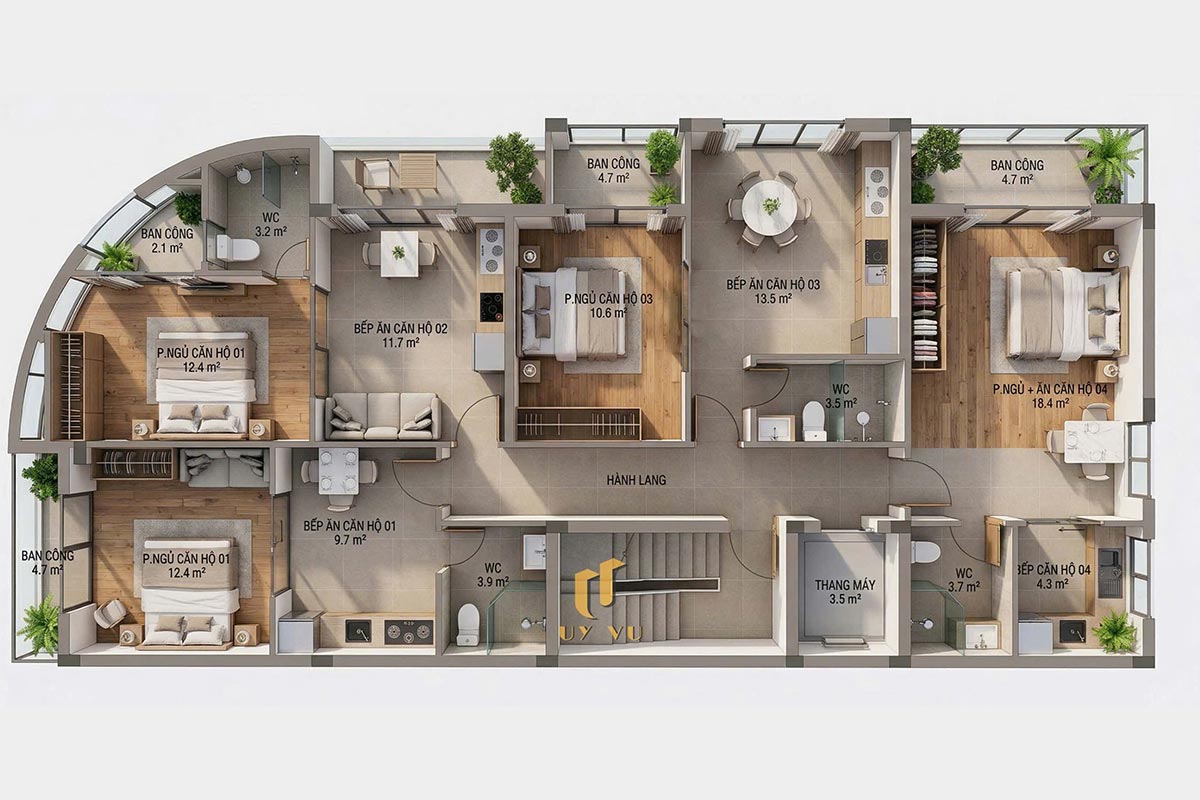 Căn hộ S's House mặt tiền 2 góc đẳng cấp giữa lòng Đà Nẵng Bản vẽ mặt bằng căn hộ S House