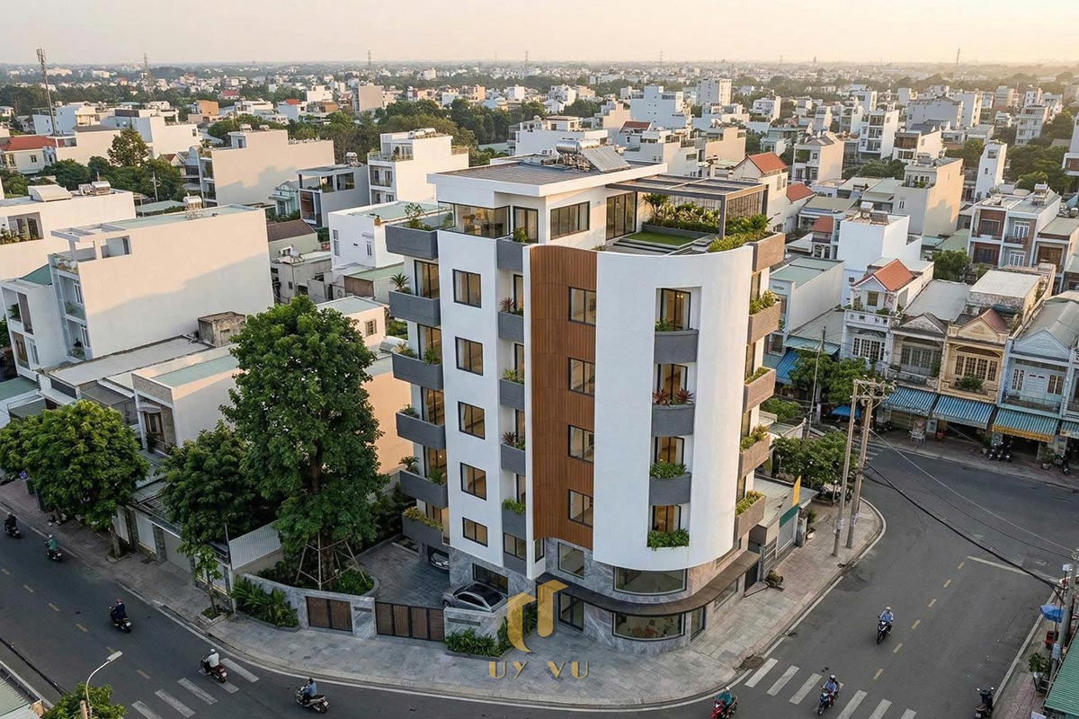 Căn hộ S's House mặt tiền 2 góc đẳng cấp giữa lòng Đà Nẵng Toàn cảnh từ trên cao tại căn hộ nhà anh Sự