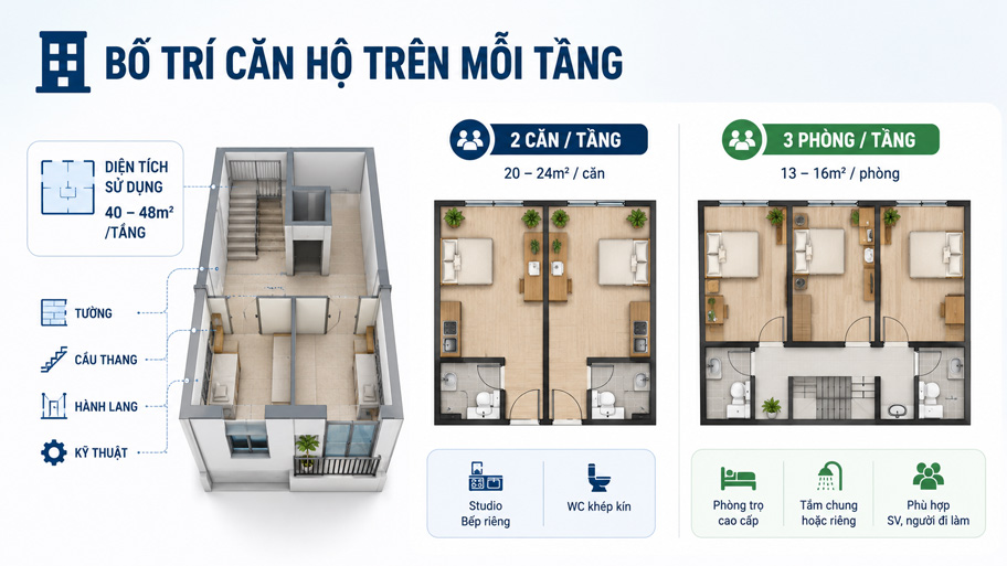 Bố trí số căn hộ trên mỗi tầng
