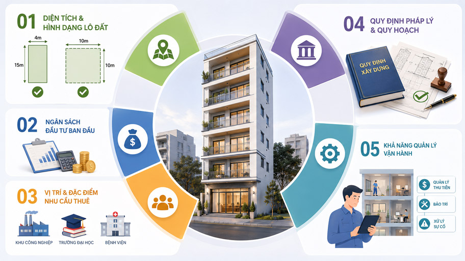 Các yếu tố quyết định nên xây căn hộ cho thuê mấy tầng