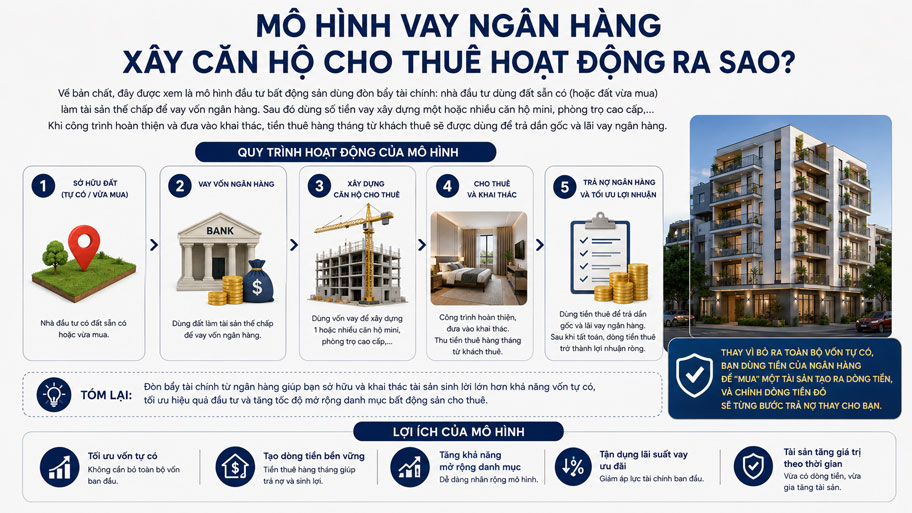 Mô hình vay ngân hàng xây căn hộ cho thuê hoạt động ra sao