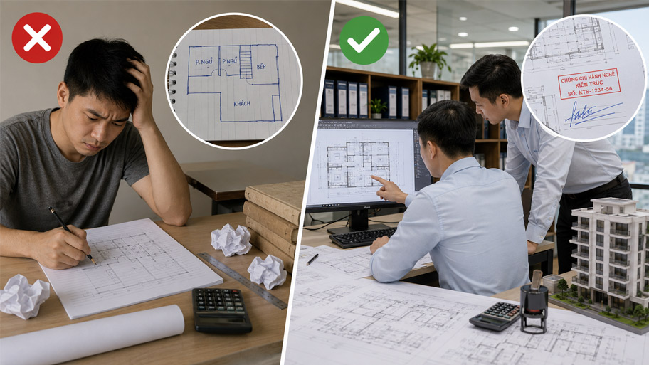 Nên tự vẽ hay thuê đơn vị thiết kế chuyên nghiệp