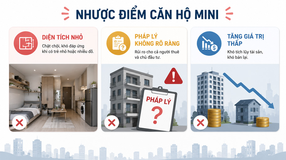 Nhược điểm của căn hộ mini