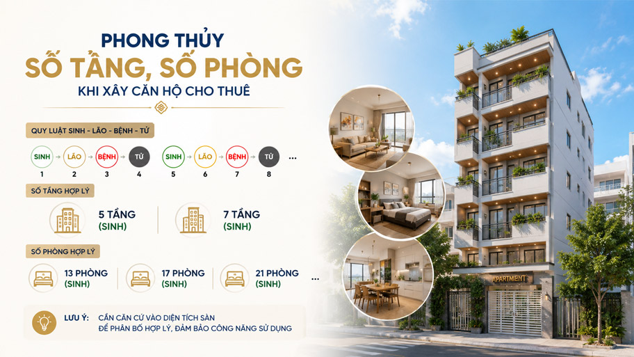 Phong thủy số tầng số phòng khi xây căn hộ cho thuê