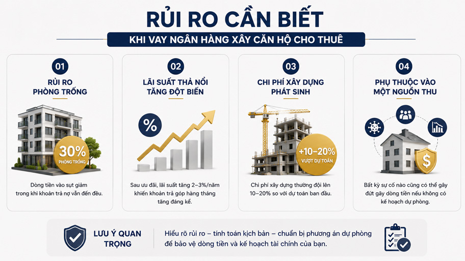 Rủi ro khi vay ngân hàng xây căn hộ cho thuê