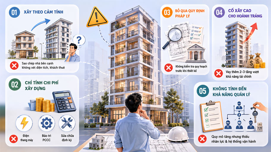 Sai lầm phổ biến khi quyết định số tầng khi xây căn hộ