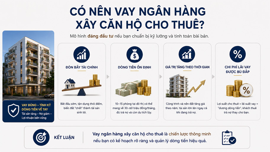 Ưu điểm khi vay ngân hàng xây căn hộ cho thuê