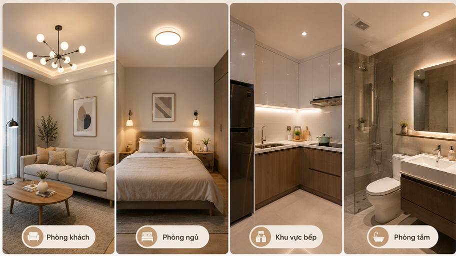 Cách bố trí đèn trang trí trong căn hộ cho thuê