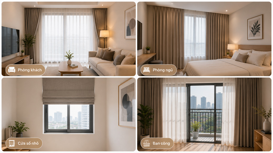 Cách lựa chọn rèm cửa cho từng khu vực trong căn hộ