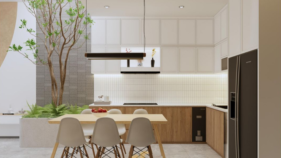 Đèn trang trí trong nhà bếp căn hộ cho thuê