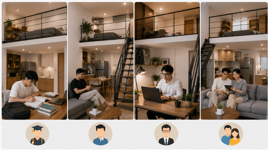 Đối tượng phù hợp căn hộ cho thuê có gác lửng