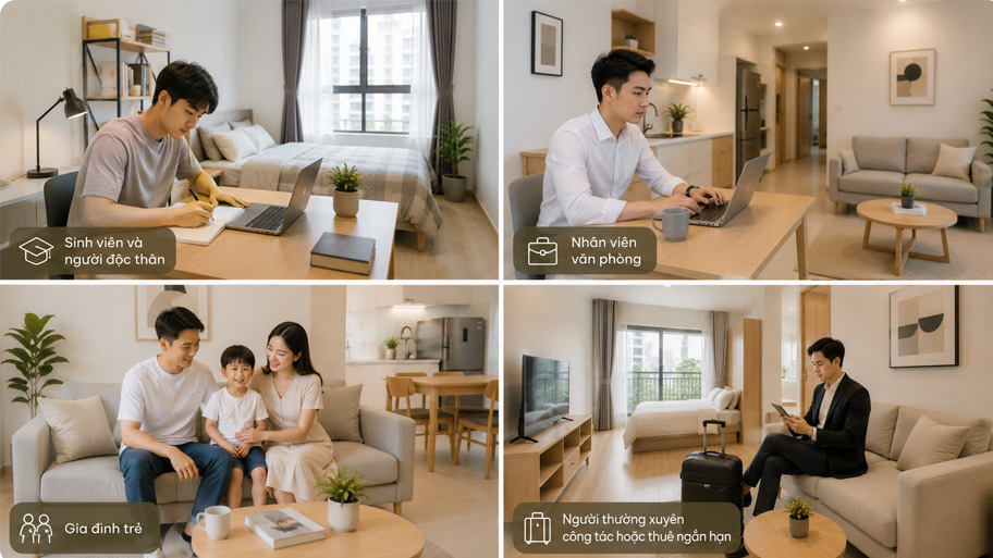 Mẫu căn hộ cho thuê phong cách tối giản hiệu quả & tiện nghi Đối tượng phù hợp với căn hộ cho thuê phong cách tối giản