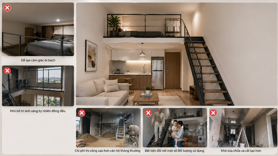 Hạn chế của căn hộ cho thuê có gác lửng