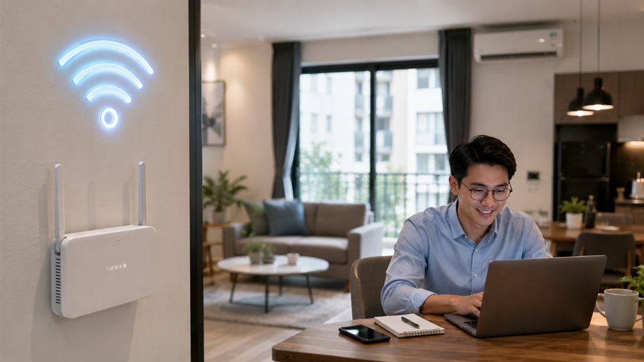 Hệ thống internet là tiện ích quan trọng trong căn hộ cho thuê