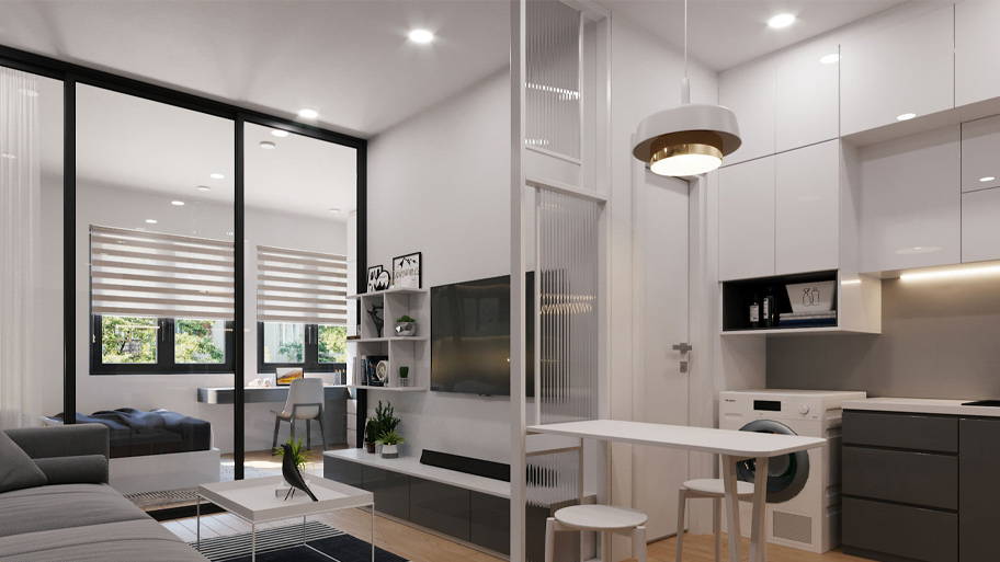 Mẫu đèn trang trí phòng bếp căn hộ cho thuê