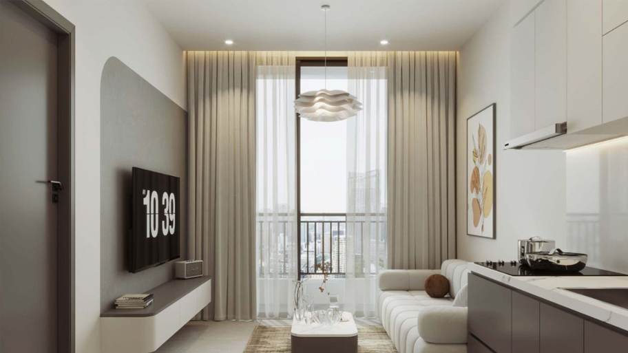 Mẫu đèn trang trí thả trần trong căn hộ cho thuê