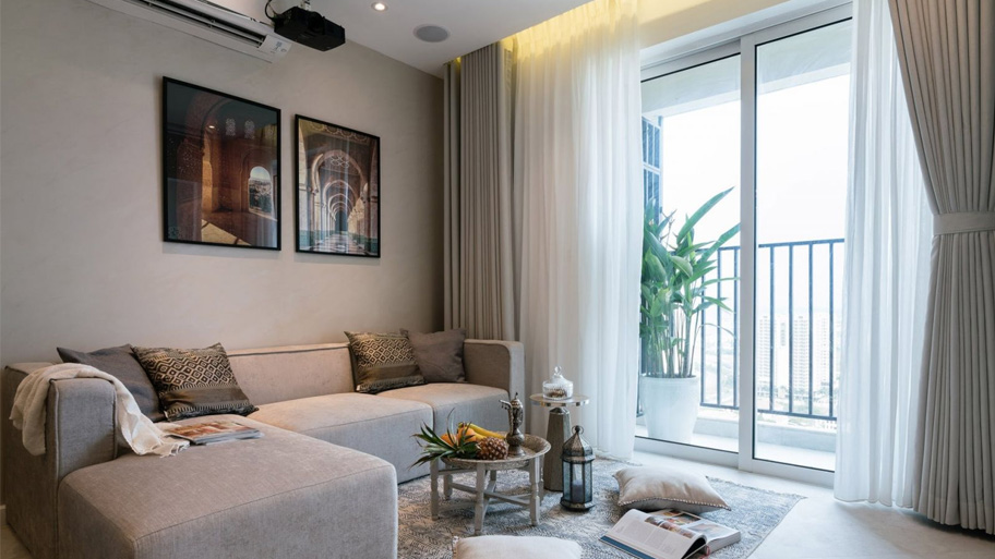 Mẫu rèm cửa phòng ngủ căn hộ cho thuê đẹp