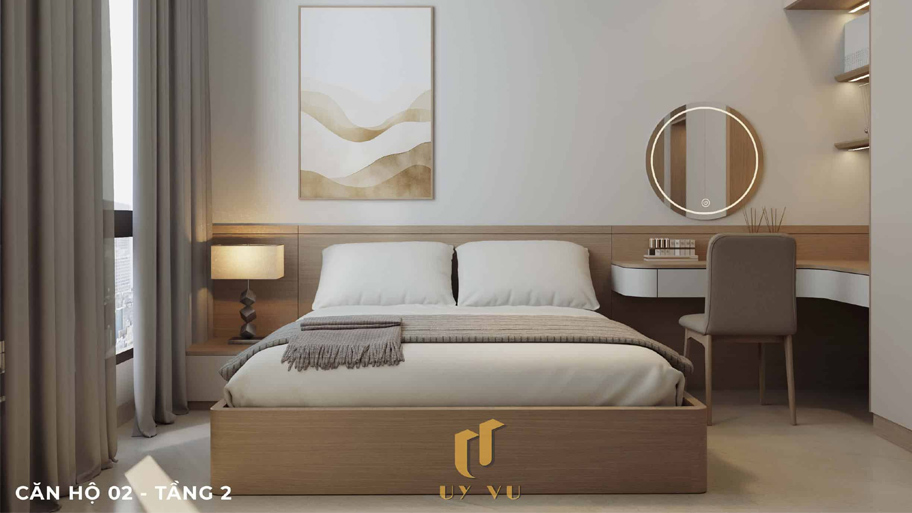 Cách thiết kế phòng ngủ căn hộ cho thuê thu hút khách hàng Phòng ngủ căn hộ cho thuê có chi tiết trang trí đơn giản