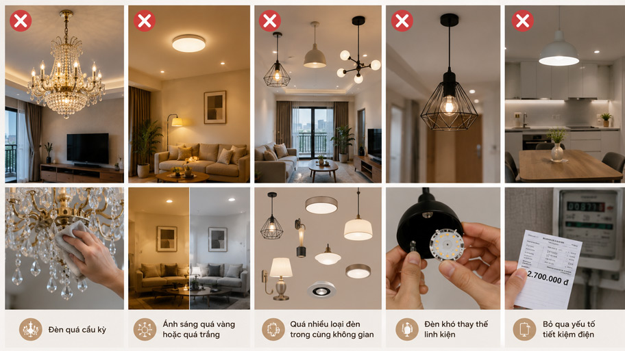 Sai lầm cần tránh khi lựa chọn đèn trang trí căn hộ cho thuê