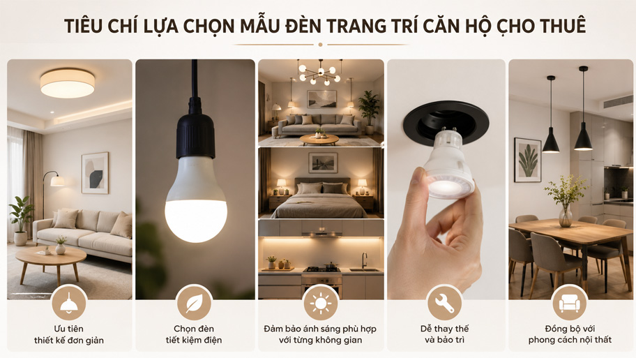 Tiêu chí lựa chọn mẫu đèn trang trí căn hộ cho thuê