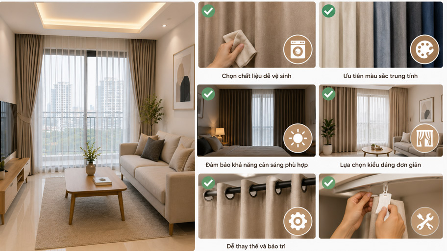 Tiêu chí lựa chọn rèm cửa căn hộ cho thuê