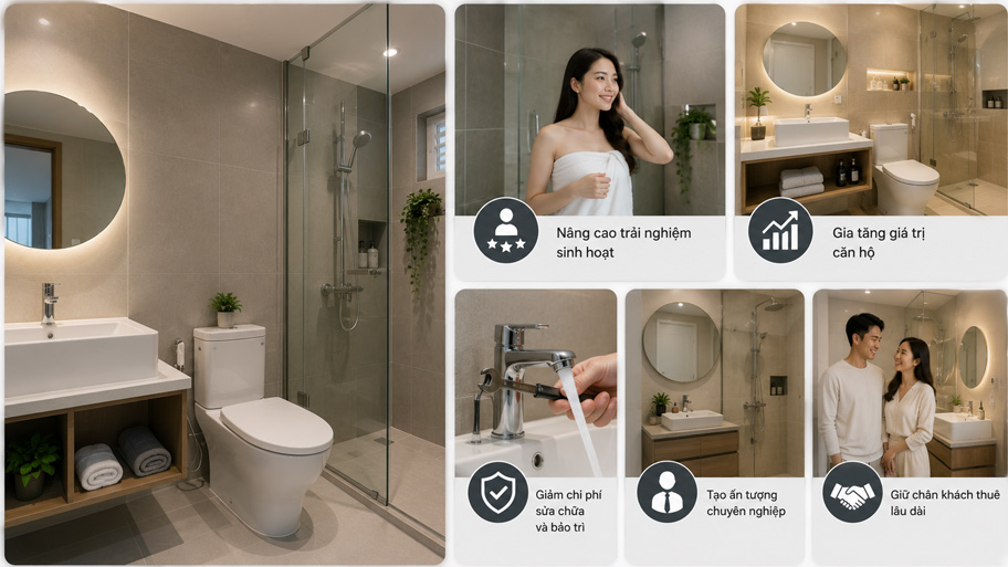 Bí quyết thiết kế phòng tắm căn hộ cho thuê hiện đại và bền đẹp Vì sao cần chú trọng thiết kế phòng tắm căn hộ cho thuê