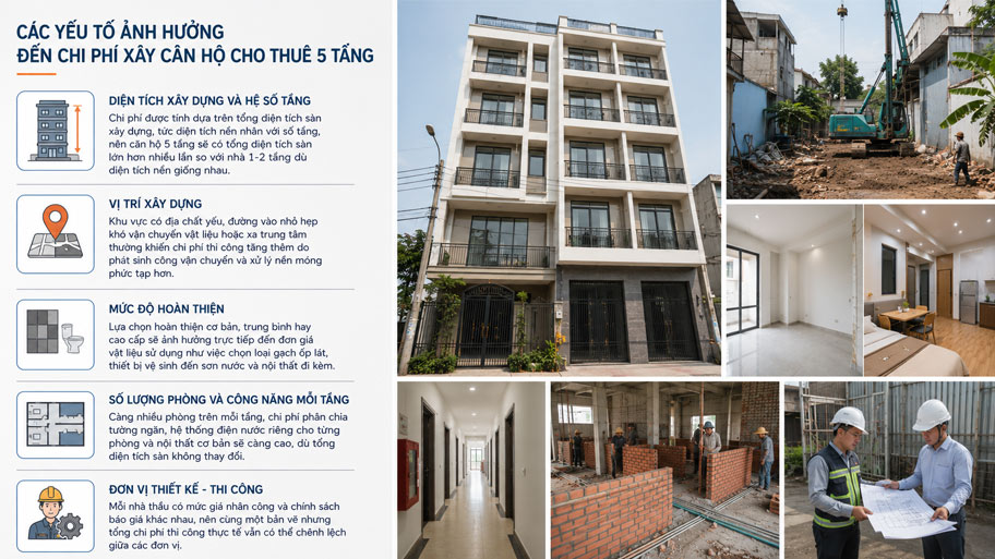 Yếu tố ảnh hưởng đến chi phí căn hộ cho thuê 5 tầng