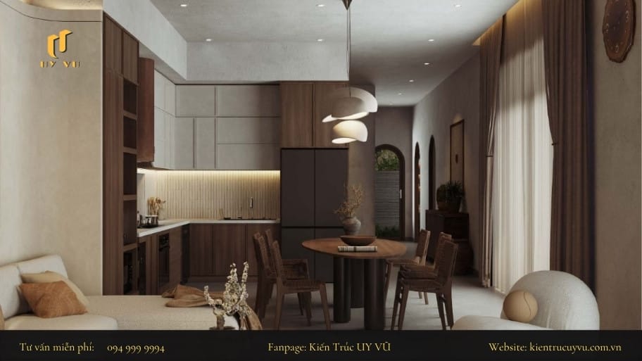 Bàn ăn nên được đặt cạnh bếp để tạo sự liên kết với nhau
