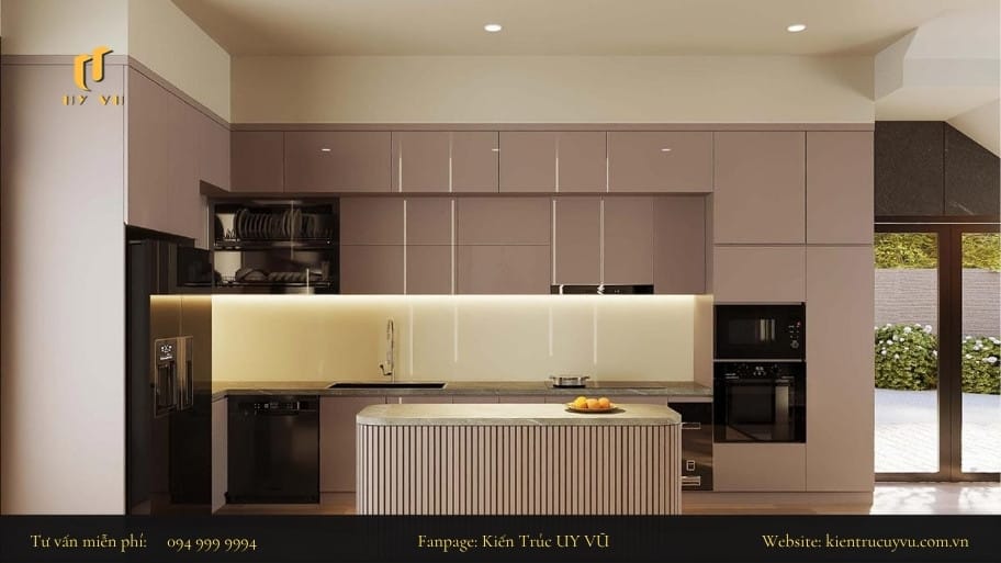Đảo bếp giúp gia chủ có thêm khu vực sơ chế hoặc khu vực ăn nhanh