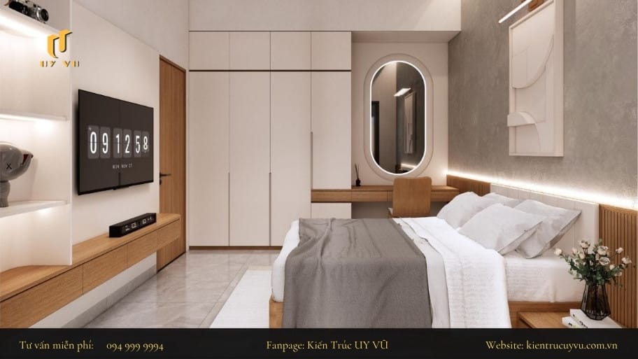 Bố trí phòng ngủ mang lại cảm giác vuông vức khi sử dụng