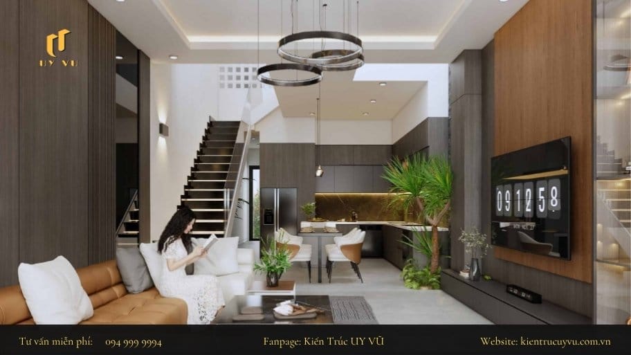 Tổng hợp các mẫu thiết kế phòng khách nhà ống có cầu thang hài hòa giữa công năng và thẩm mỹ Giải pháp giúp phòng khách có nhiều diện tích hơn và mang lại cảm giác rộng rãi cho ngôi nhà