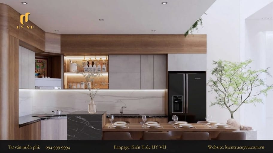 Đảo bếp sẽ giúp tạo điểm nhấn cho không gian và là khu vực để sơ chế nhẹ